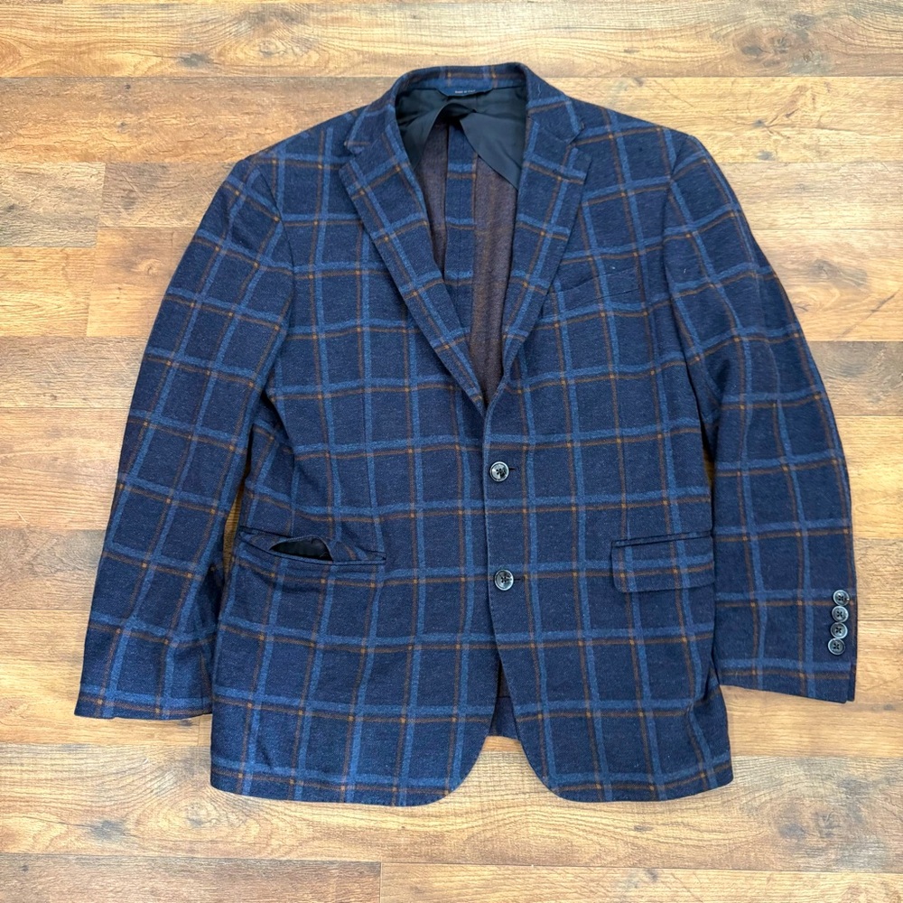 Brooks Brothers Blazer Men’s 42R Blue Plaid 1818 Dondi Jersey Wool Sports Coat